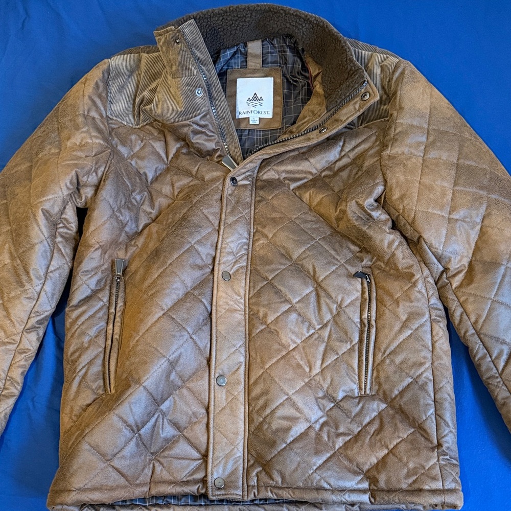 RAINFOREST Brown Quilted Military Jacket